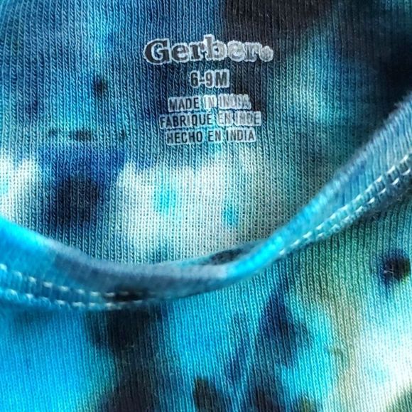 **GIFT** Gerber cotton tie-dye onesie handmade 6-9 months Rock 'n Roll black & … - Picture 3 of 4